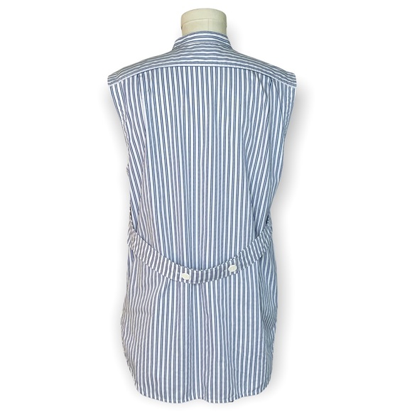 Helmut Lang Blue Striped Sleeveless Tie-Front Cotton Poplin Shirt Size Medium - Picture 4 of 13